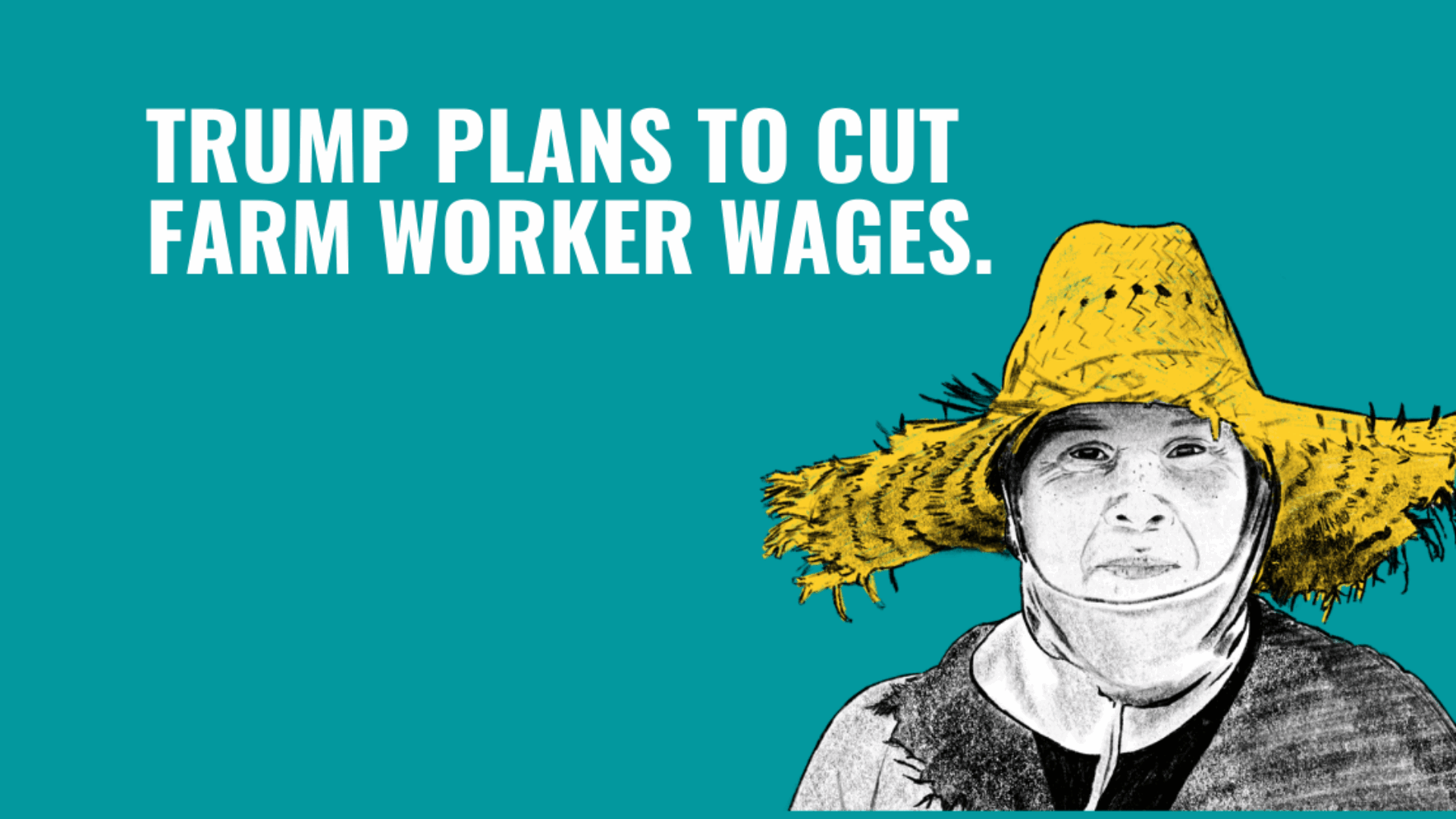 Image depicts Trump discussing proposed cuts to farm worker wages, raising alarms among agricultural communities.